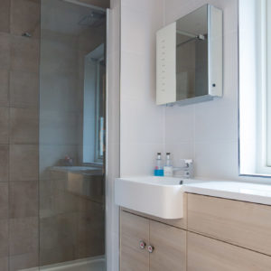 Large tiles are a great way to 'enlarge' a smaller bathroom space