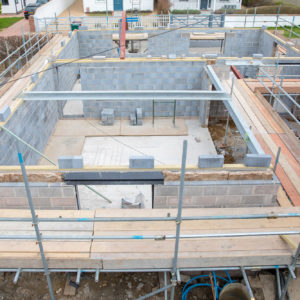 Looking down from the main house to the new studio rooms to the rear of the property