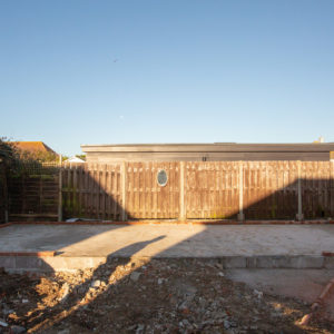 A light, bright and airy garden room will be built in this area. The area is a sun trap and the building will be solar powered.