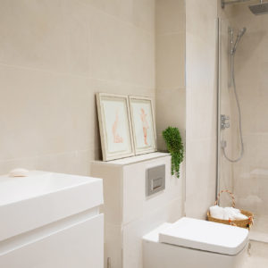 Bathrooms have underfloor heating under the natural stone floor. All the bathrooms features a large Bristan shower head and the products locally sourced.