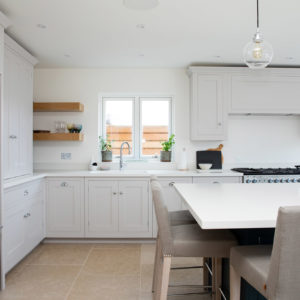 The kitchen is designed by Harvey Jones with a stunning composite hard wearing worktop. The lighting is from John Lewis and the other electrical components from from a local electrical shop.