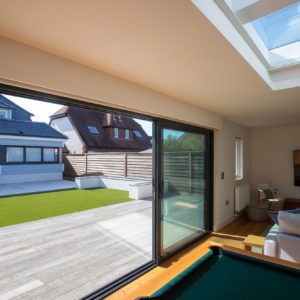 The roof light and bi-folds bring the outside in