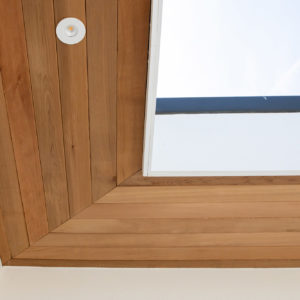 Cedar soffits give a modern contrast look, and match in with the other cedar touches