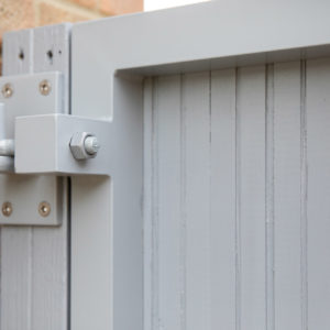 Heavy duty hinges are used to 'future proof' the gate