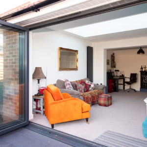 Full width bifold doors open this space up to the garden