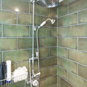 A Victorian style shower mixer is perfect for this double size shower