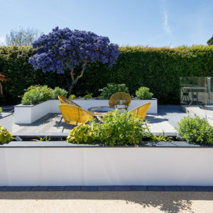 These planters are a great way to create a secluded dining area