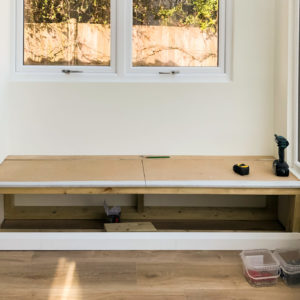 Our carpenter is building a bench seat with storage