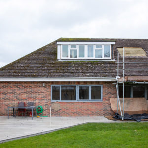 A view of the new bifold windows in the kitchen