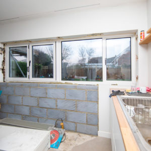 The bifold window will have a breakfast bar built underneath them