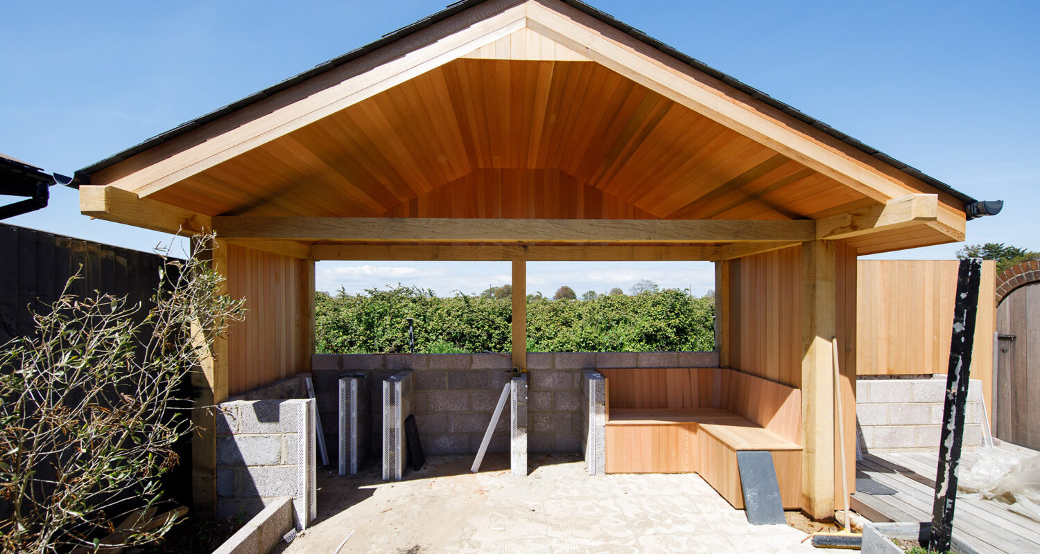 The oak frame gazebo frame the green view perfectly