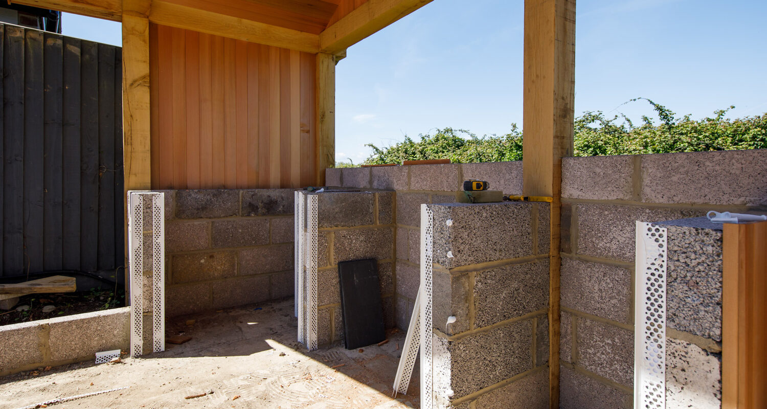 The structures for the outdoor kitchen