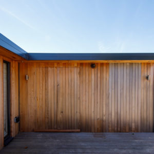 To get the new door to blend in, we used cladding from round the back of the garden room