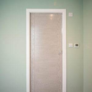 A space saving pocket door for the bathroom