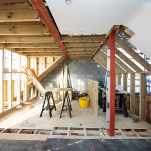 A couple of steel supports have been fitted to take the load of the new extended roof