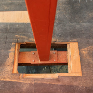 Here is the new vertical steel fitting nicely to the new steel installed in the lounge ceiling downstairs
