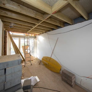 New ceiling in the downstairs additional living space makes this a cosier space