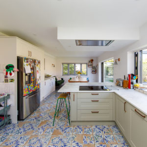 colourful stools and accessories make this a bright fun family space