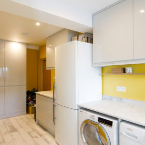 this utility room is situated in the old garage, right by the front door.