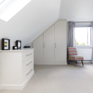 the master bedroom is built into the new gable end of the house