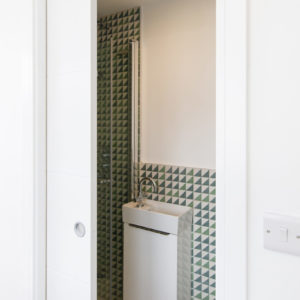 a pocket door makes good use of space