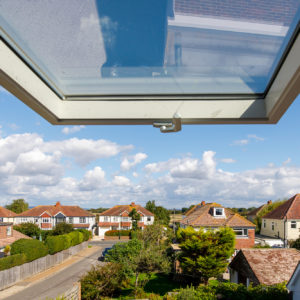 up in the loft this velux window gives a fantastic view to the south down