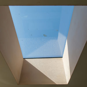 A large glass and aluminium roof light