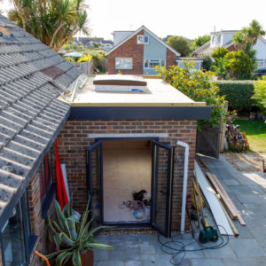 Look how the new ceiling height fits flush to the house roof (compared to the garage behind there is a big step down).