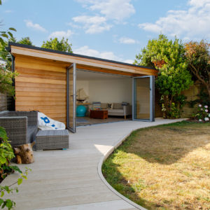 Full width 4m wide bi-fold doors open the space to the garden.