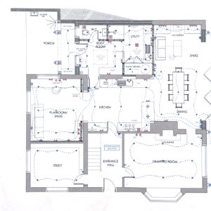 The new floor plan showing opened up kitchen and dining room, plus the new extension rooms.