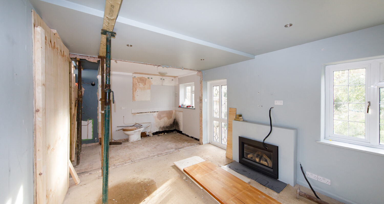 The downstairs bathroom has been dismantled and this corner will now connect the new kitchen and dining room.