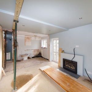 The downstairs bathroom has been dismantled and this corner will now connect the new kitchen and dining room.