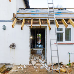 The doorway is being widened ad sliding doors to be fitted