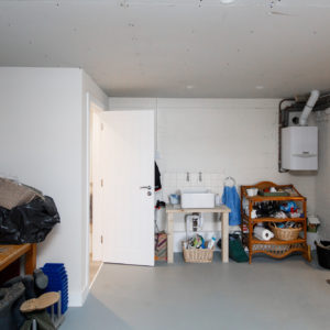 Inside the garage is the finished cloakroom