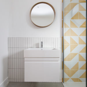 Bathroom units all by Lusso stone. Mirror by Ikea.