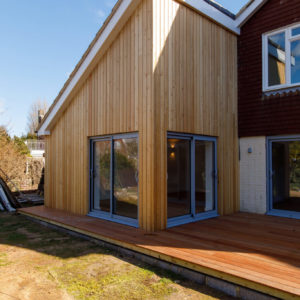 A new hard wood decking area has been built from Jatoba. It will grey nicely over time