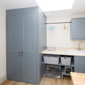 Our carpenter Graham has fitted these Howdens units and blended in shelving to match the style