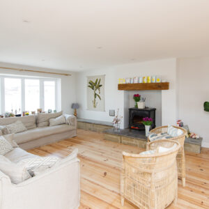 In the lounge the new sanded and varnished floor looks great with the the soft colour design palette.