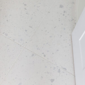 New terrazzo style large tiles in the ensuite