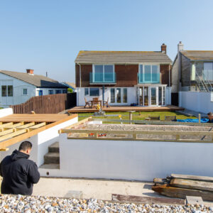 The seafront decking platform is taking shape