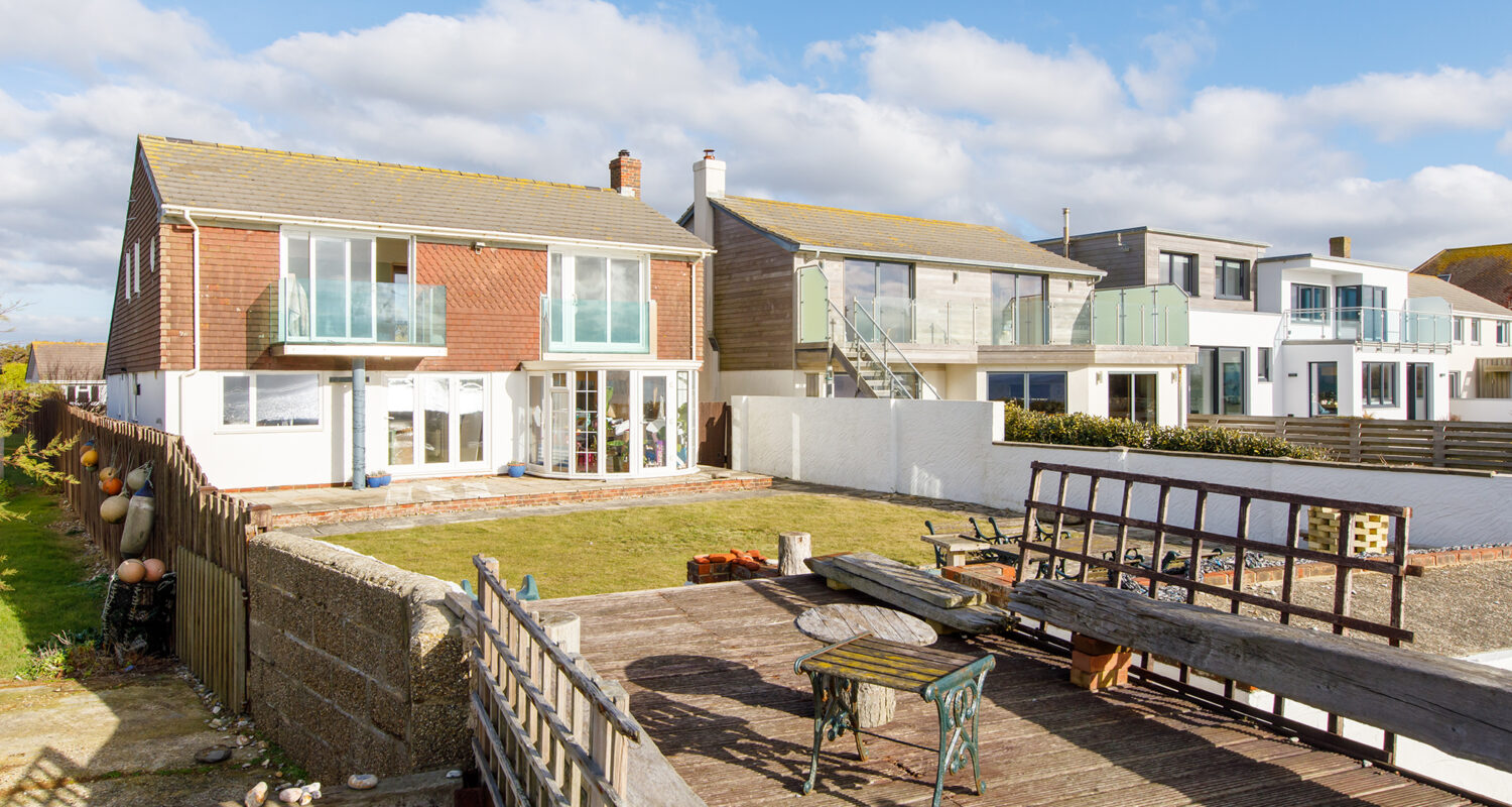 The garden will be fully landscaped with a large sea front decking area