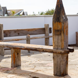 These reclaimed driftwood pieces make excellent benches with some clever joinery
