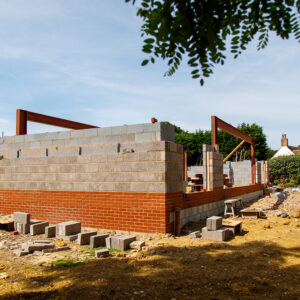 The steel framework is in and you can begin to see the shape of the rooms forming