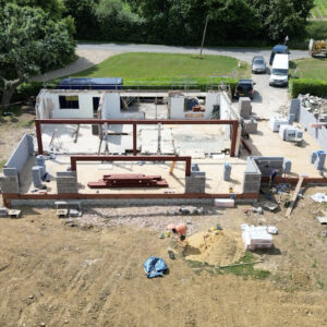 Aerial view showing the new extension and floor area