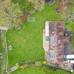 Aerial view showing existing footprint of the house