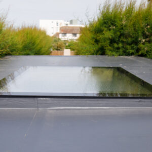 On top of the garden room is a large roof light