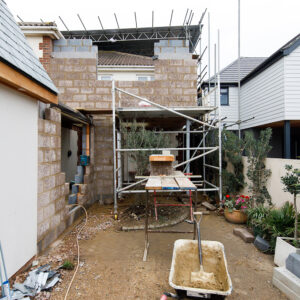 The annex/garage is being joined to the main house