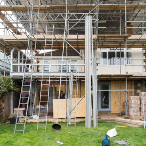 The seafront side of the house is having a complete redesign. Today the build is being weather proofed ready for 'winter-building' conditions.