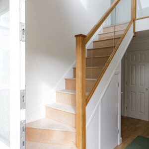 Downstairs a small amount of space was taken from a bedroom to make space for a good size staircase