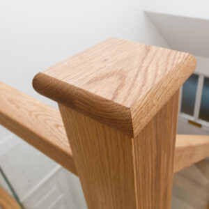 Beautiful oak newel posts add warmth and luxury